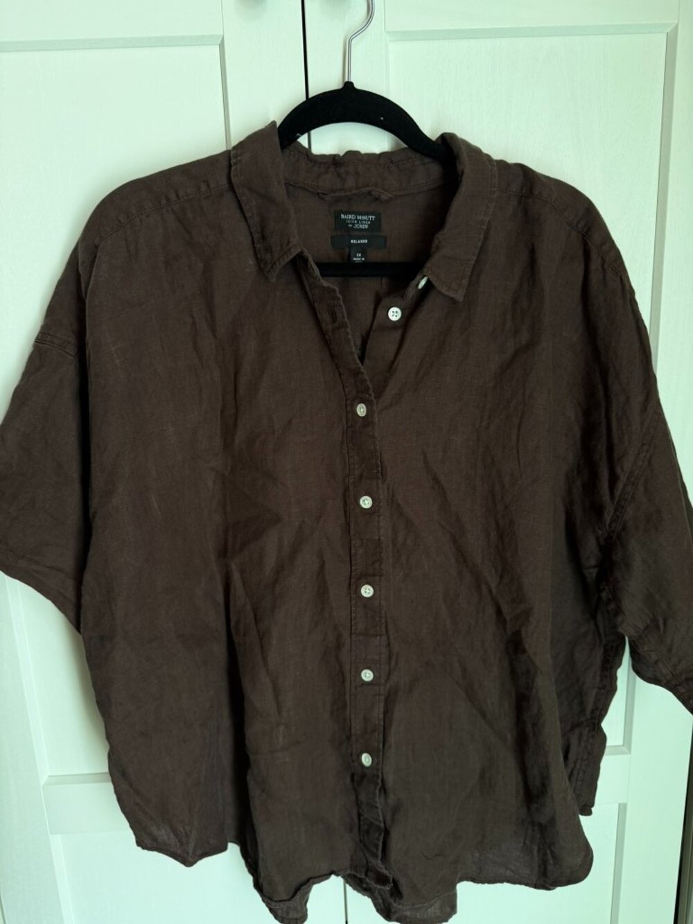 J.Crew Baird McNutt Irish Linen Relaxed Shirt Brown 2X